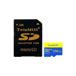 TwinMOS 256GB MicroSDXC UHS-I U3 Class 10 V30 Memory Card with Adapter