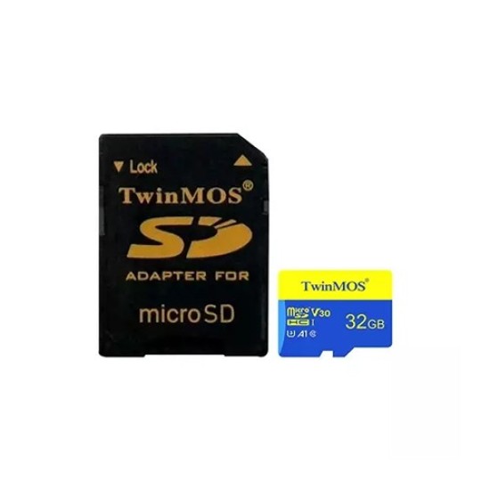 Twinmos 32GB MicroSDHC U3 Class 10 V30 A1 Memory Card with Adapter